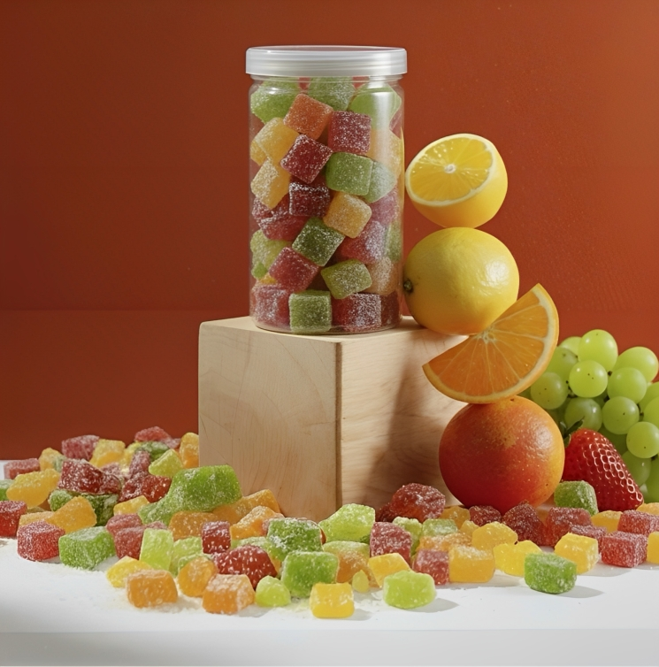 Jelly cube with sugar coated (Mix flavour in Box - Set of 3 - 250 gm each)